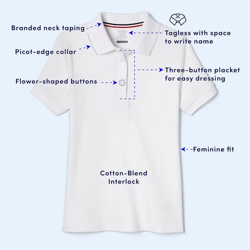 Vista 3 de French Toast - Camisa de uniforme escolar de manga corta con cuello picot para niña (estándar y plus)