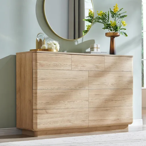 Vista 11 de ACCOHOHO Cómoda moderna de 5 cajones para dormitorio, cómoda de madera de 42 pulgadas de alto con gran almacenamiento, cómoda sin asas para sala