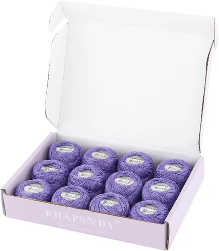 Vista 77 de Rhapsody Hilo de algodón perla tamaño 8 hilo de ganchillo Perle 12 bolas Set tejido a mano, bordado, sashiko, punto de cruz, costura, aguja