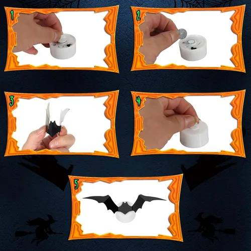 Vista 4 de Decoración de Halloween con luz LED de murciélagos, decoración de pared 3D, decoración de Halloween, murciélagos, calcomanías de murciélago