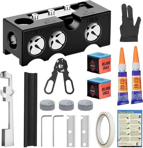 Vista 7 de Billiards Pool Cue Tip Shaper, 11-in-1 Pool Stick Tips Replacement Kit, Billiards Accessories Tool, Table Accessories for Repair and Shaping Cue Tips