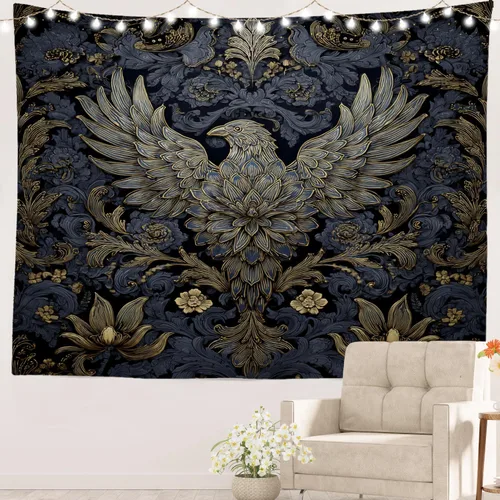 Vista 25 de Batmerry Peaceful Retreat Beautiful Landscape Tapestry, Blooming Garden Setting Wall Art Hanging Decoration Polyester Fiber White Ruffled Around For