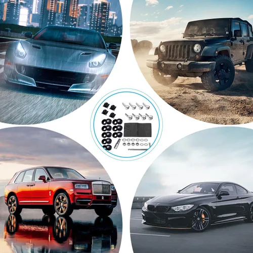 Vista 6 de Kewucn Kit de tornillos antirrobo para placa de matrícula, kits de tornillos de acero inoxidable inoxidables, tornillos M6 (1/4 de pulgada), tapa