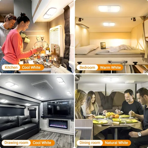 Vista 3 de CT CAPETRONIX Luces Interiores para RV 1700LM, 3 Colores TEM Luces para Camper, Regulables 12V Voltios Lámpara LED, Luz de Techo Domo para RV