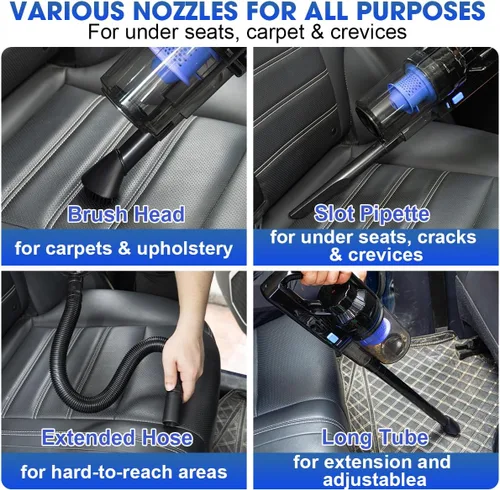 Vista 6 de Kit de Limpieza de Coche Viewsun, Kit de Detalles de Interior de Coche con Aspiradora de Mano Recargable de Alta Potencia Inalámbrica, Juego