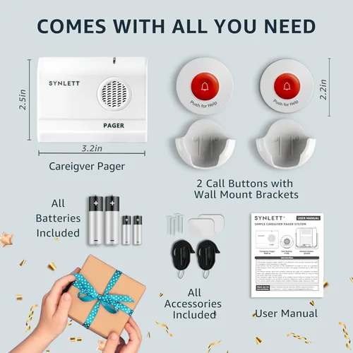 Vista 7 de Buscapersonas para cuidadores Botones de llamada inalámbricos para monitoreo de ancianos Sistema de alerta SOS Alarma portátil para llamadas