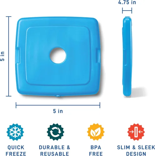 Vista 3 de Cool Coolers by Fit & Fresh Kids Clear Blue Ice Packs, Quick Freeze, Space-Saving, Reusable Ice Pack for Lunch Boxes & Coolers