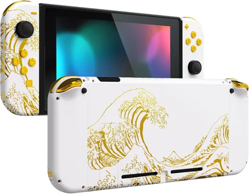 eXtremeRate DIY Replacement Shell Buttons for Nintendo Switch, Back Plate for Switch Console, Housing with Full Set Buttons for Joycon Handheld