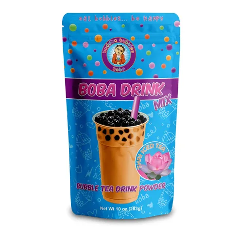 Vista 3 de El kit de té boba helado tailandés prémium incluye té en polvo, perlas de tapioca reales y pajitas de Buddha Bubbles Boba