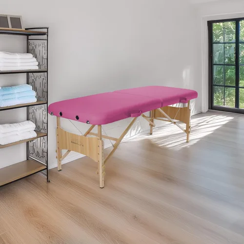 Vista 4 de Saloniture Mesa de masaje plegable portátil básica, color rosa intenso