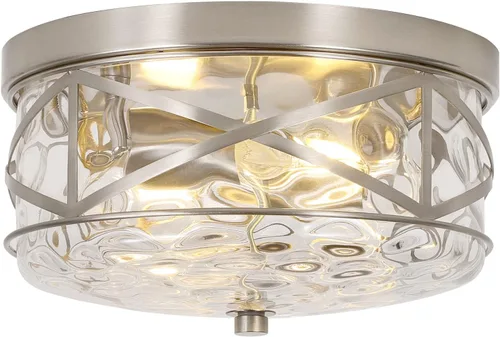 Vista 10 de LamQee lámpara de techo de montaje empotrado de 2 luces con vidrio de burbuja para cocina de granja, isla de cocina, luz de techo cerca del techo