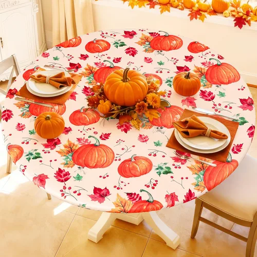 Vista 39 de Moosfor Round Spandex Tablecloth, Elastic Fitted Waterproof Tablecloths for 18"-24" Tables, Stretch Washable Picnic Table Cover for Camping, Dining