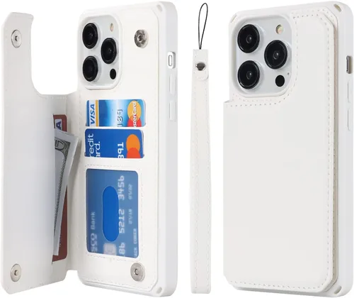 Vista 15 de Cavor Funda para iPhone 14 Pro con tarjetero, funda tipo cartera para iPhone 14 Pro para mujeres y hombres, funda de teléfono para iPhone 14 Pro