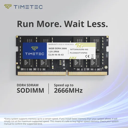 Vista 2 de Timetec 16GB DDR4 2666MHz (PC4-2666V) PC4-21300 SODIMM Laptop RAM - Módulo de memoria sin búfer de 260 pines 1.2V CL19 sin ECC para computadora