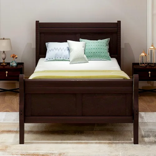 Vista 13 de Harper & Bright Designs Base de cama Queen con cabecero, base de cama de plataforma de madera, cama de tamaño Queen con juego de listones y patas