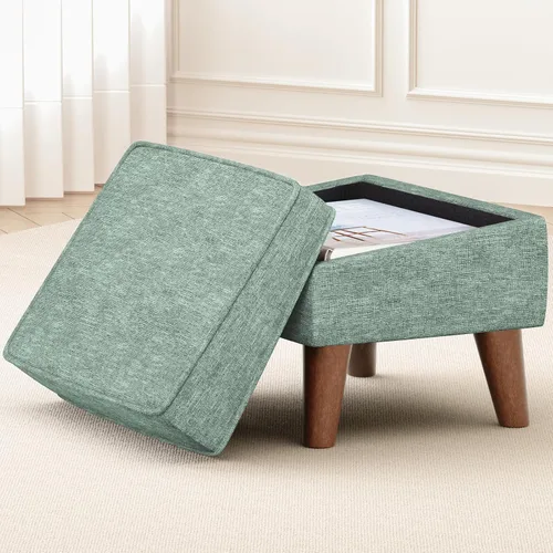 Vista 9 de FAGAGA Otomanas con Almacenamiento con Funda Ajustable, BOGO, Taburete de Paso Suave, Reposapiés y Asiento, Juego de Reposapiés para Sala de Estar