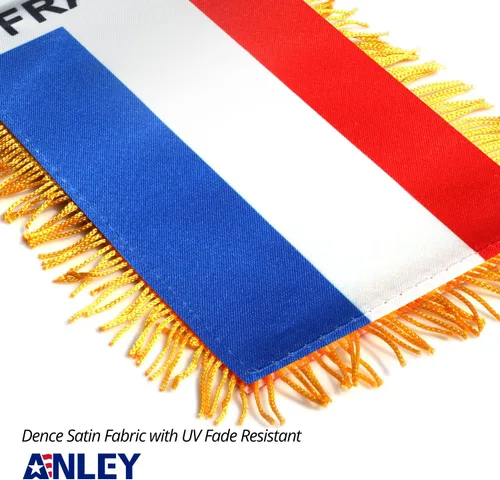 Vista 4 de Anley Pancarta colgante de ventana con flecos de Francia de 4 x 6 pulgadas, mini bandera con ventosa