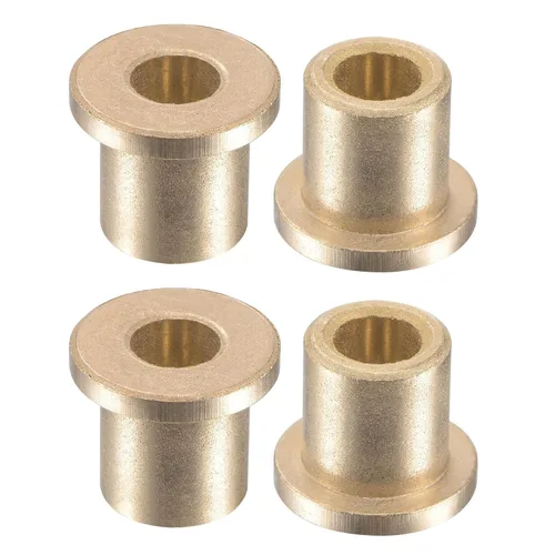 Vista 15 de uxcell Flange Sleeve Bearings 4mm Bore 8mm OD 4mm Length 12mm Flange Dia 2mm Flange Thickness Sintered Bronze Self-Lubricating Bushing 4pcs