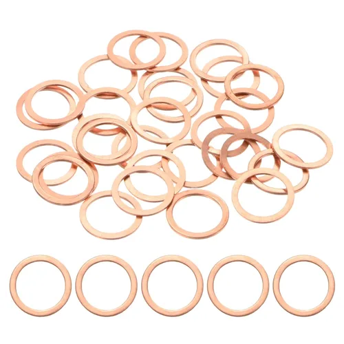 Vista 27 de Paquete de 30 arandelas de cobre, arandelas métricas de sellado de cobre M6x10x1mm para pernos, tornillos, tuercas