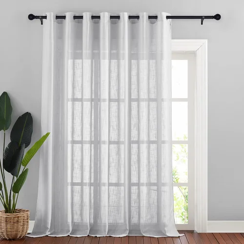 Vista 26 de Nicetown - Cortinas para puerta corredera transparentes de lino sintético de 100 pulgadas de ancho, para puerta de patio