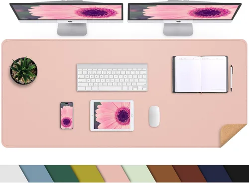 Vista 47 de Protector de escritorio de cuero, tapete de escritorio grande con corcho natural y cuero PU, alfombrilla para mouse, alfombrilla de escritorio