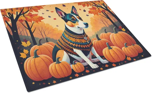 Vista 82 de Caroline's Treasures DAC1024LCB Boston Terrier - Tabla de cortar de vidrio de otoño grande decorativa de vidrio templado para cocina, tabla