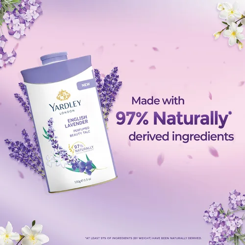 Vista 4 de Talco desodorante perfumado Yardley London con lavanda inglesa, polvo de talco 100gm, 3.5 onzas