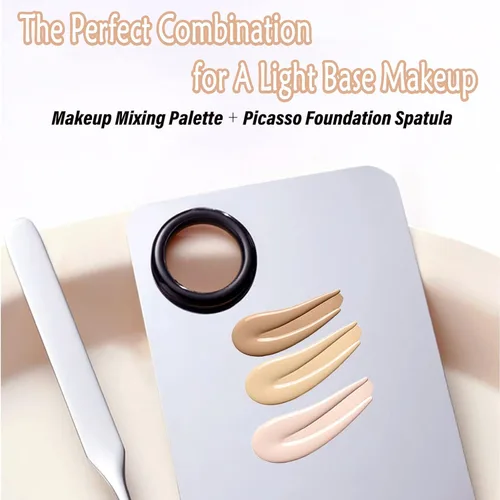 Vista 4 de Espátula de maquillaje coreana, espátula de maquillaje coreana Picasso, espátula de base coreana, espátula coreana profesional y paleta de mezcla