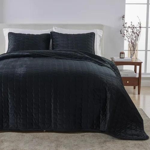 Vista 15 de Juego de edredón y fundas de almohada de terciopelo tamaño King, terciopelo de lujo de doble cara, juego de ropa de cama pesado de 3 piezas