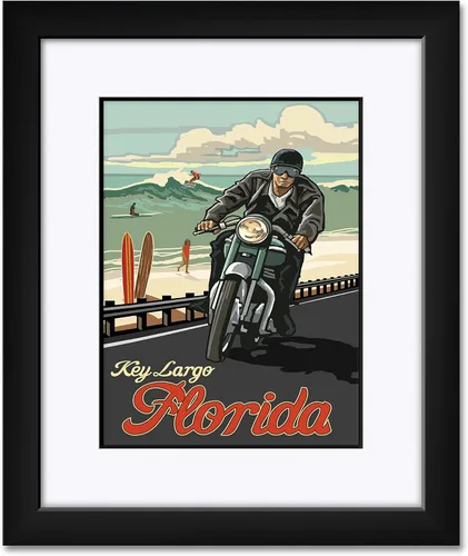 Key Largo Florida Professionally Framed & Matted Art Print from Travel Artwork by Artist Paul A. Lanquist Framed Art Size: 15" x 19"