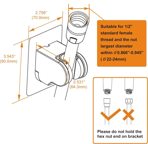 Vista 6 de HO2ME Paquete de 2 soportes de ducha montados en la pared para cabezal de ducha de mano, fuerte autoadhesivo e impermeable, soporte ajustable