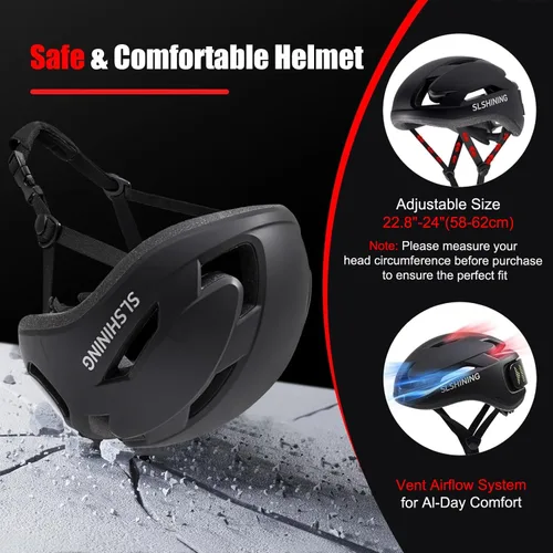 Vista 4 de Bike Helmet, Bicycle Helmets with Light, 360° High Visibility LED Display, Lightweight Adjustable Mountain Bike Helmet with Turn Signals, Smart APP