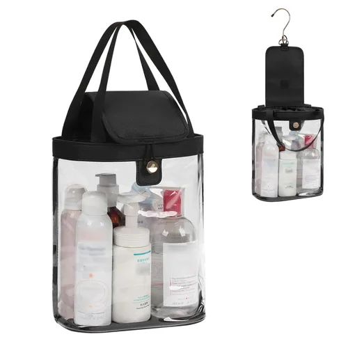 Vista 9 de Neceser transparente, bolsa de aseo de viaje para mujer, bolsa de aseo aprobada por la TSA, bolsa de maquillaje transparente impermeable, bolsa