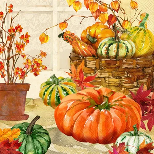 IHR Ideal Home Range - Servilletas desechables de 3 capas de papel para fiestas, 5 x 5 pulgadas, calabazas de reliquia, 20 unidades