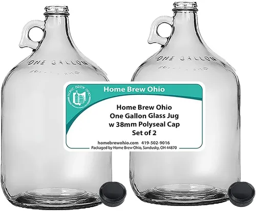 Vista 2 de Home Brew Ohio Jarra de vidrio de un galón con tapa de Polyseal de 1.496 in, juego de 2