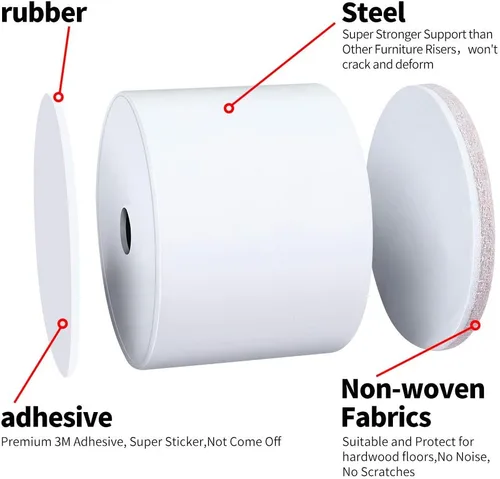 Vista 3 de Ezprotekt Elevadores de cama y muebles de 2 pulgadas, elevadores redondos pesados para sofá y sillas, ancho de 2.4 pulgadas, añade 2 pulgadas