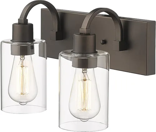 Vista 12 de Emliviar YCE237B-3W BN - Lámpara de tocador de 3 luces, moderna lámpara de baño sobre espejo, acabado de níquel cepillado con vidrio transparente