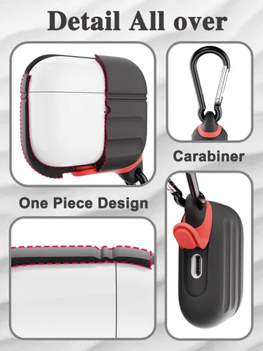 Vista 4 de Funda de silicona para AirPods Pro 3 - Impermeable, a prueba de golpes, protección contra caídas, carga inalámbrica compatible, diseño plegable