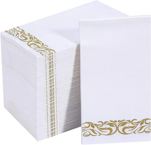 Vplus Paquete de 200 servilletas de papel para invitados, toallas desechables de calidad premium de 3 capas, servilletas de cena desechables suaves