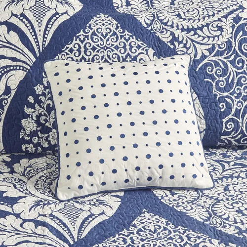 Vista 7 de Madison Park Vienna - Colcha reversible de algodón, diseño de costuras de lujo, para todas las estaciones, colcha transpirable, fundas de almohada