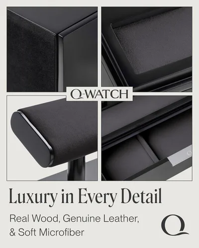 Vista 4 de QWATCH - Caja de acrílico para 2 o 4 relojes con bandeja de valet de joyería y cajón