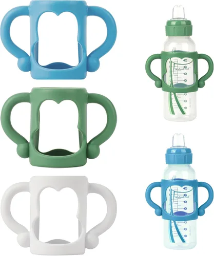 Vista 7 de RTMOK Asas de botella para bebé estrecho de Dr. Brown's, cuello ancho, asas de taza de transición extraíbles de fácil agarre, material 100% silicona