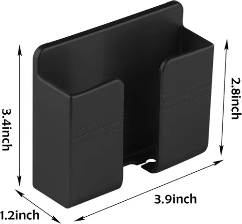 Vista 6 de CEI&BPY 2 piezas de soporte para teléfono montado en pared, soporte para teléfono con autoadhesivo. Soporte para teléfono para carga de RV. Negro