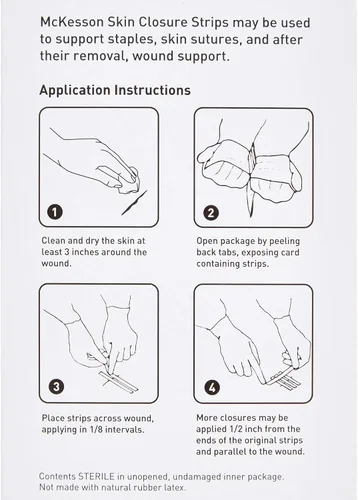 Vista 6 de McKesson Tiras de cierre de piel, estériles, reforzadas, 1/4 pulgadas x 4 pulgadas, 200