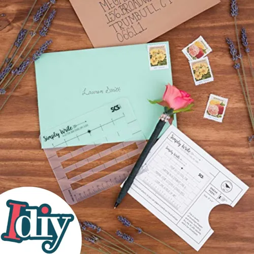 Vista 3 de Plantilla de dirección de sobres de cartas, guía de regla de plantilla para un direccionamiento perfectamente uniforme, compatible con todas