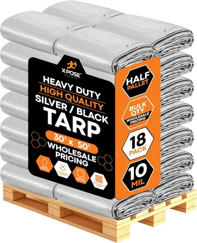 Vista 65 de Lona de polietileno resistente – 6 x 8 pies – 0.394 in de grosor impermeable, cubierta protectora de bloqueo UV – reversible plata y negro