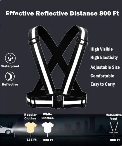 Vista 2 de Reflective Running Gear Reflective Vest & Reflective Armband & Reflective Belt 3 Pcs Set, High Visibility Reflective Gear Night Cycling Walking