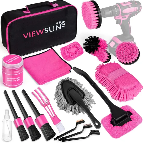 Vista 16 de Kit de Limpieza de Coche Viewsun, Kit de Detalles de Interior de Coche con Aspiradora de Mano Recargable de Alta Potencia Inalámbrica, Juego
