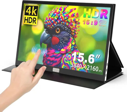 Monitor portátil 4K, monitor táctil portátil de 15.6 pulgadas,