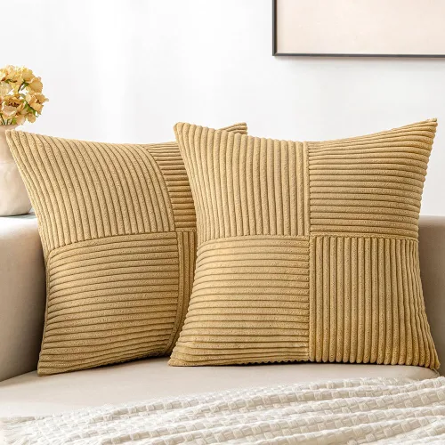 Vista 15 de MIULEE - Juego de 2 fundas de pana suave para cojines, diseño bohemio con parches texturizados unicolor, almohadones decorativos para sala de estar